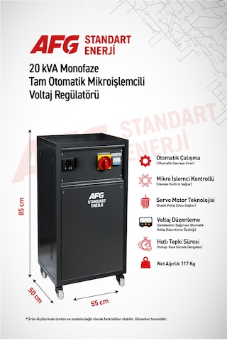 20 Kva Monofaze Tam Otomatik Mikroişlemcili Voltaj Regülatörü