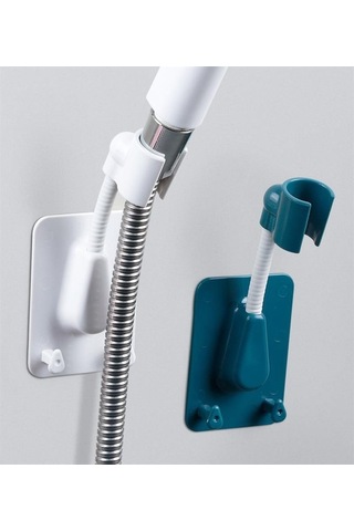 Primepickings Pembe 1 Adet Plastik Duş Başlığı Tutucu Ayarlanabilir 360 Kendinden Yapışkanlı Duş Başlığı 2 Katlı Gri