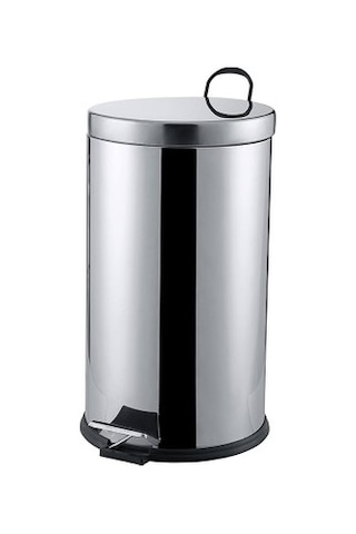 Pedallı 16lt Krom Metal Çöp Kovası 5332 Siyah