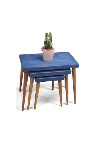 Doğal Ağaç Masif Kütük Lata 3’Lü Zigon Sehpa (549607972)