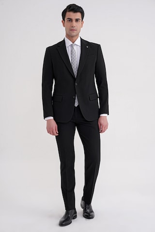 Efor Slim Fit Çift Yırtmaç Gofre Kumaş Esnek Siyah Spor Takım Elbise Tk 940 Siyah