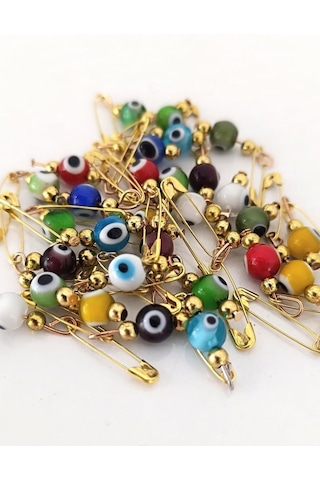 10 Adet 1 Cm Maşallahlık İğneli Cam Karışık Renkli Nazar Boncuğu