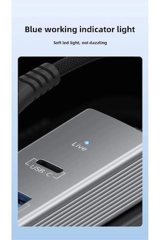 Usb + Lightning Girişli Lan Adaptör Usb 3.0 Çoklayıcı + Type-c Otg