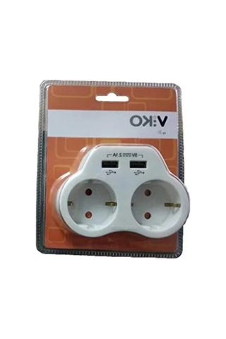 İkili Topraklı Priz - Usb Çıkışlı, 2a, Beyaz 000543