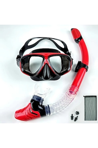Urbannest Profesyonel Tüplü Dalış Maskesi Şnorkel Takım Elbise - Yetişkin Silikon Etek - Siyah All Black Çok Renkli