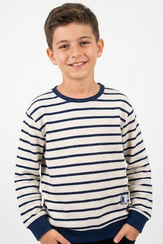 Breeze Erkek Çocuk Sweatshirt Arma Detaylı 4-10 Yaş, Beyaz