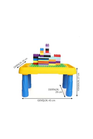 64 Parça 8 Renk Bloklu Yazı Tahtalı Depolama Alanlı Eğitici Oyuncak Aktivite Masası