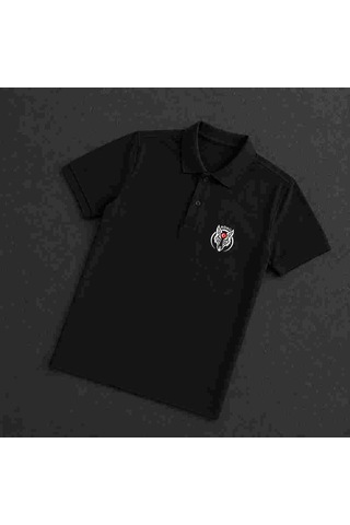 Dafri Börü Baskılı Kaliteli Polo Yaka Tişört Siyah