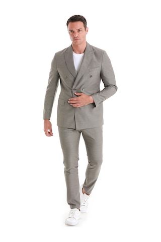 Hatemoğlu Vizon Slim Fit Desenli Kruvaze Klasik Takım Elbise 33202024c010 V02 Vizon