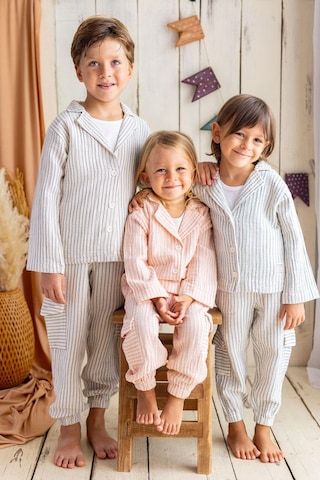 Oliventhekid Griy Çizgili Müslin Kargo Pantolon Griy Gri