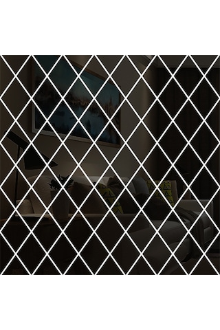 Sones Eşkenar Dörtgen Dikişli Arka Plan Akrilik Ayna Dekoratif Çıkartmalar, Özellikler: Siyah Büyük Diğer