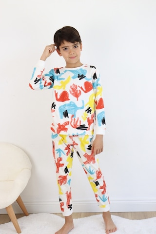 Erkek Çocuk Baskılı İnterlok Kumaş Uzun Kollu Pijama Takımı 001