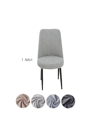 StarMall Jakarli Kumaş Oval Sandalye Kılıfı,sandalye Örtüsü Çubuk Desen 1 Adet Gri