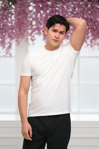 Paul Martin Slimfit Lyocell Kumaş Likralı Küçük Armürlü Bisiklet Yaka T-shirt Beyaz