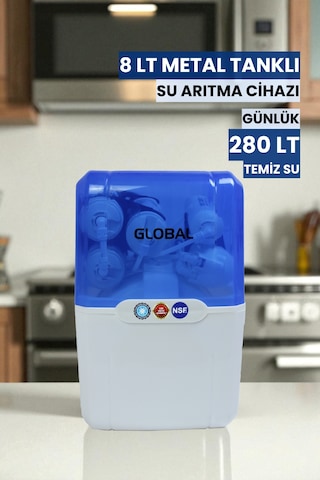 Su Arıtma Cihazı 8lt Kapalı Kasa 5 Filtreli Ro Sistem Ters Ozmoz Mavi Beyaz Üreticiden Water Global Su Arıtma Cihazı 8lt Kapalı Kasa