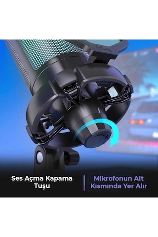 Fifine Ampligame A6vw Rgb Usb Beyaz Gaming Mikrofo