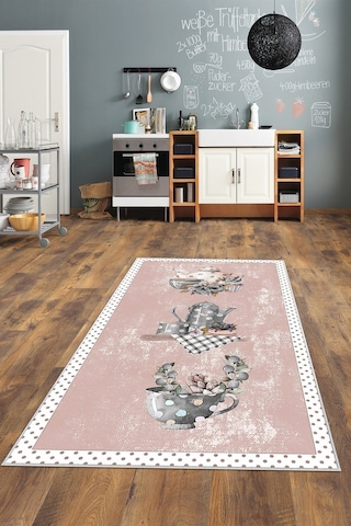 West Home Dijital Baskılı Yıkanabilir Kaymaz Taban Mutfak Halısı Wh 391 Rose