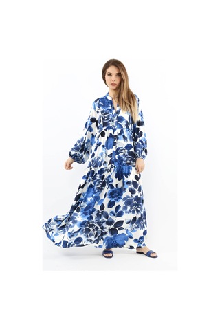 Prive Kadın Roses Mavi Viskon Maksi Boy Elbise Mavilacivertbeyaz
