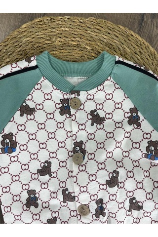 Panda Baskılı Relaxed Eşofman Takımı Açık Yeşil