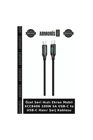 Özel Seri Hızlı Ekran Mobil Xcc8406 100w 5a Usb-c To Usb-c Hasır Şarj Kablosu