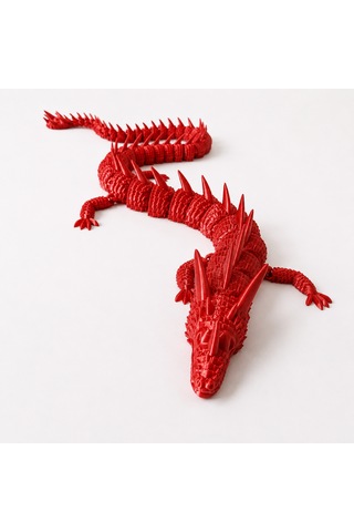55 Cm Hareketli 3d Baskı Kırmızı Ejderha Figürü Eklemli Dragon Dekoratif Koleksiyonluk Fantastik Masaüstü Süs