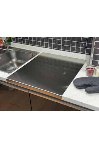 Erya Home Paslanmaz Çelik Antibakteriyel Kesme Tezgahı Tahtası Tezgah Üstü