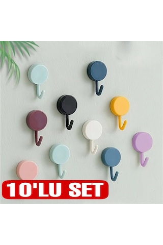 Kendinden Yapışkanlı Renkli Duvar Askısı 10lu Set Sarı