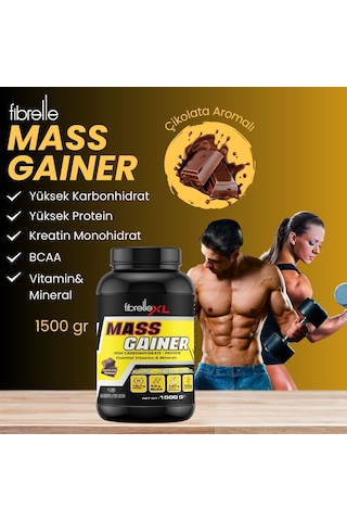 Fibrelle Mass Gainer Çikolata Aromalı 1500 G Karbonhidrat Tozu Çikolata