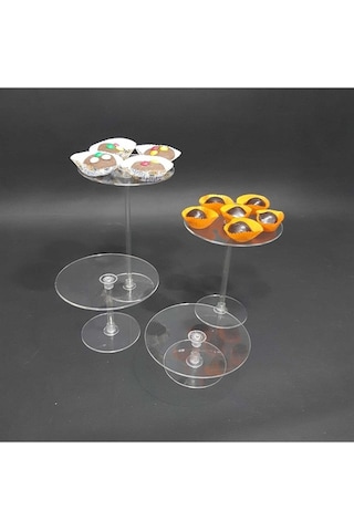 Şeffaf Pleksi 4'Lü Geniş Daire Teşhir Cupcake Standı (553515082)