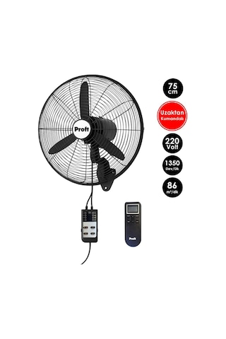 Proft Flw-750-hrı Uzaktan Kumandalı Duvar Sarkıt Tip Vantilatör 75 Cm