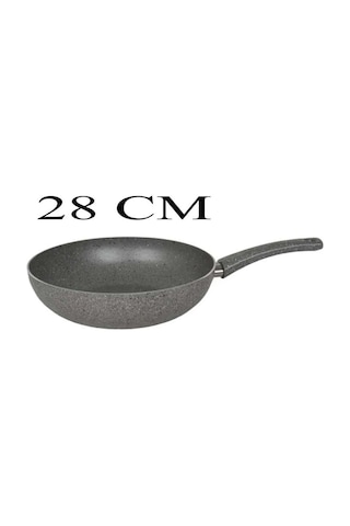 Mehtap Granit Wok Tava 28 Cm Cam Kapaklı Granit