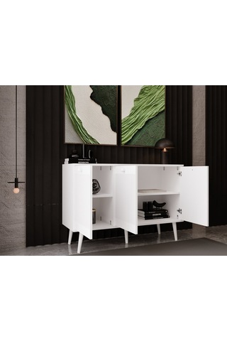 Melura Konsol 120 Cm %100 Mdf Lake Ahşap Ayaklı Beyaz