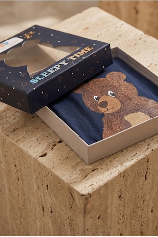 Katia&bony Çocuk Uykucu Teddy Desenli Kutulu Pijama Takımı Lacivert Lacivert