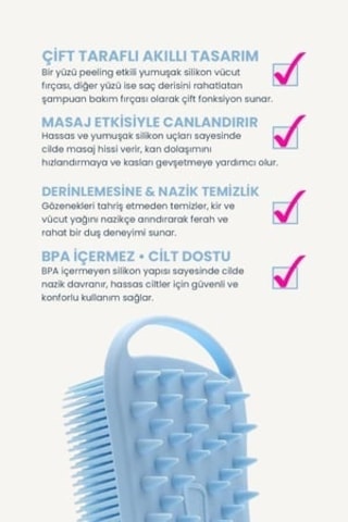 Çift Taraflı Silikon Vücut Ve Saç Bakım Fırçası