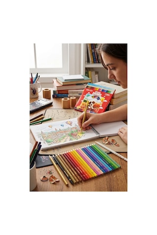24 Lü Kuru Boya Kalemi Karton Kutu 1 Paket Silka 24 Renk Kuruboya Tam Boy Canlı Renkli Boya Kalem Okul Öğrenci Çok Renkli