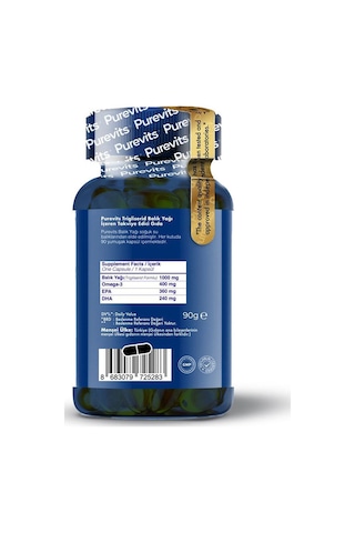 Purevits Omega-3 Fish Oil Takviye Edici Gıda 90 Kapsül