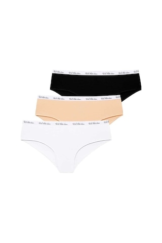 U.S. Polo Assn. Kadın Siyah - Beyaz - Ten 3 Lü Şort 66273 Beyaz