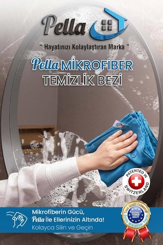Pella İthal 3'lü Mikrofiber Temizlik Bezi, Cam, Araba, Mutfak, Fiber Bez 40 X 60 Cm Karışık