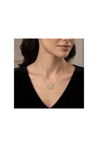 925 Ayar Gümüş Zirkon Taşlı Kartanesi Kadın Kolye Gold Silver Renk Seçenekli Altın - 911677356 Altın