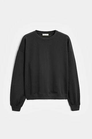 Sââde Kadın Oversize Bisiklet Yaka Basic Casual Sweatshirt Siyah