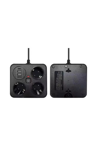 Akım Korumalı Anahtarlı Priz - 3x Priz - 2x Usb - 2x Type-c - 2 Mt Kablo Hızlı Şarj Özellikli Siyah 0 - 2 M