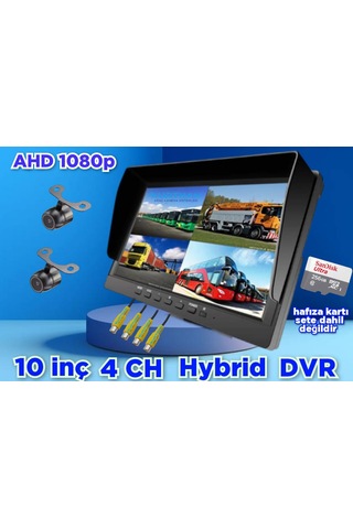 10 İnç Dvr Ekran + 2 Adet Ahd 1080p Kelebek Kamera Seti 12 Volt