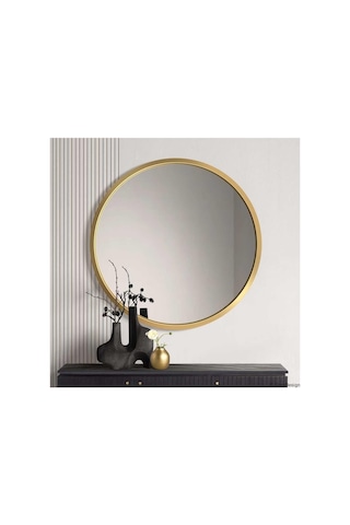70x70 Yuvarlak Çerçeveli Dekor Aynası/banyo Aynası/dekoratif Makyaj Aynası Altın 70 X 70 Çok Renkli