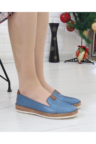 Nesil Shoes Syg P01 Mavi Hakiki Deri Kadın Ayakkabı-mavi Mavi