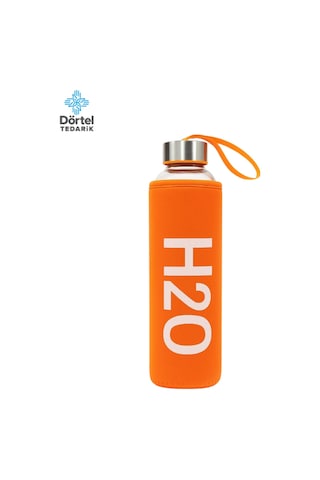 Deri Kılıflı Cam Matara 750 Ml Turuncu