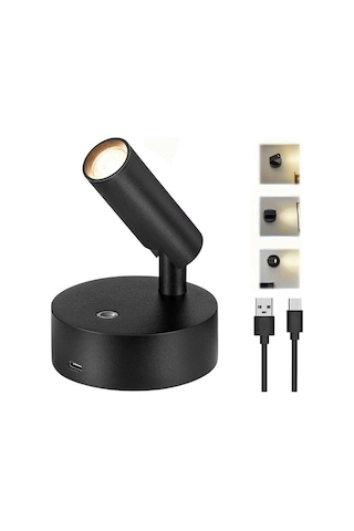 Ledx Al-xyd05 Çok Fonksiyonlu Dokunmatik Şarjlı 1200mah Duvar Aplik 3000k-4000k-6500k Type-c Şarj Girişli Beyaz