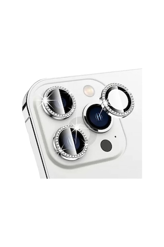 BİNANO Apple Uyumlu iPhone 14 PRO/14 PRO MAX TAŞLI SİLVER KAMER
