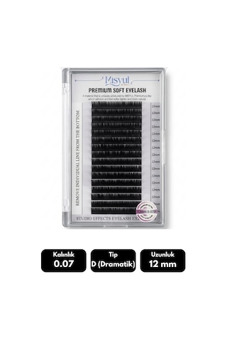 Misyul 0.07d Dramatik Kıvrım 12 Mm Soft Eyelash Doğal İpek Kirpik 16'lı