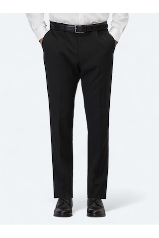 Kip Siyah Düz Dokuma Slim Fit Klasik Yün Karışımlı Pantolon Pant-454