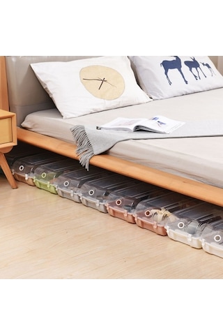 Dancemonkey Cbtx Ev Dolabı Plastik Şeffaf Ayakkabı Saklama Kutusu Düzenleyici M Pembe Çok Renkli